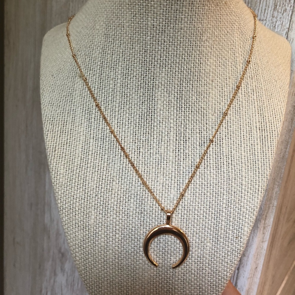 Rose Gold double horned boho necklace